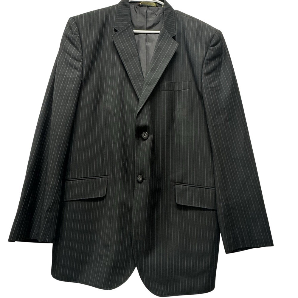Cubavera Men's Black Striped Two Button Blazer Suit Jacket Sz 44 X Large